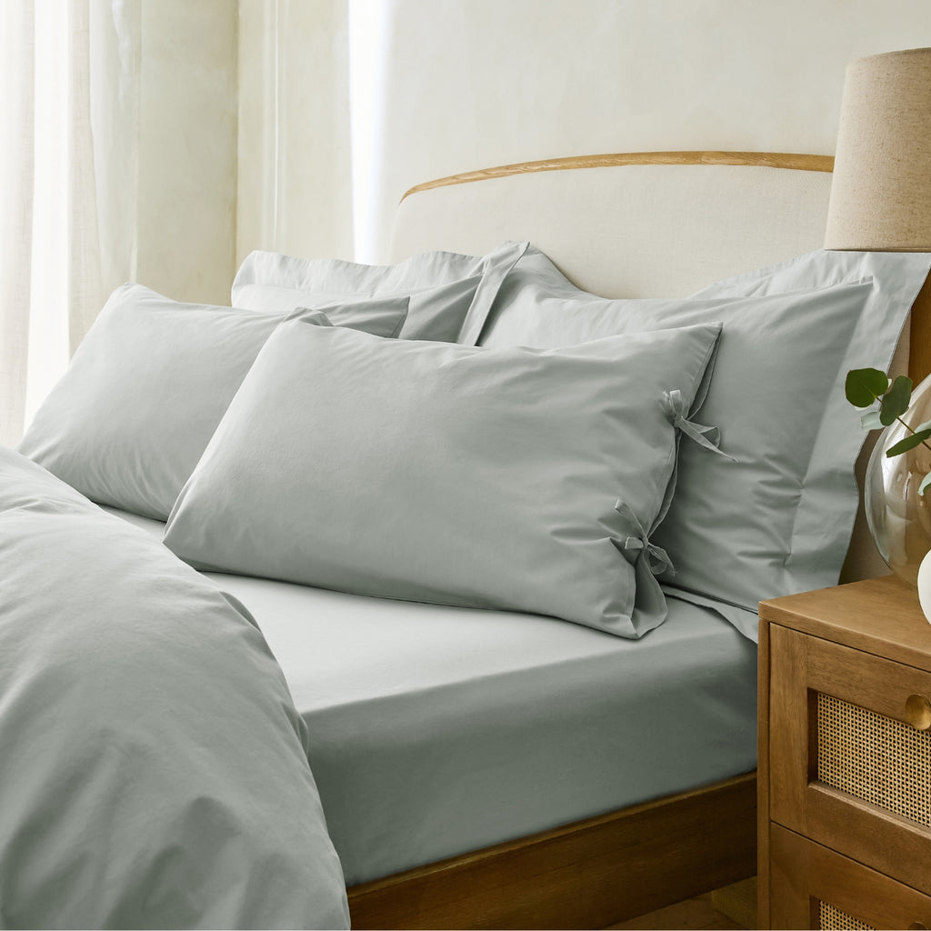 Mineral Blue 300 Thread Count Standard Pillowcase Pair with Tie Hem