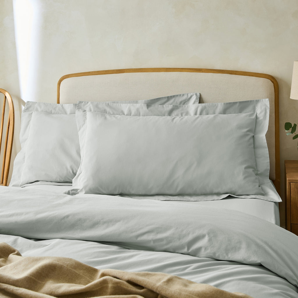 Mineral Blue 300 Thread Count Superking Oxford Pillowcase Pair with Tie Hem