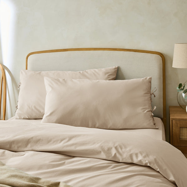 Stone 300 Thread Count Superking Pillowcase Pair with Tie Hem