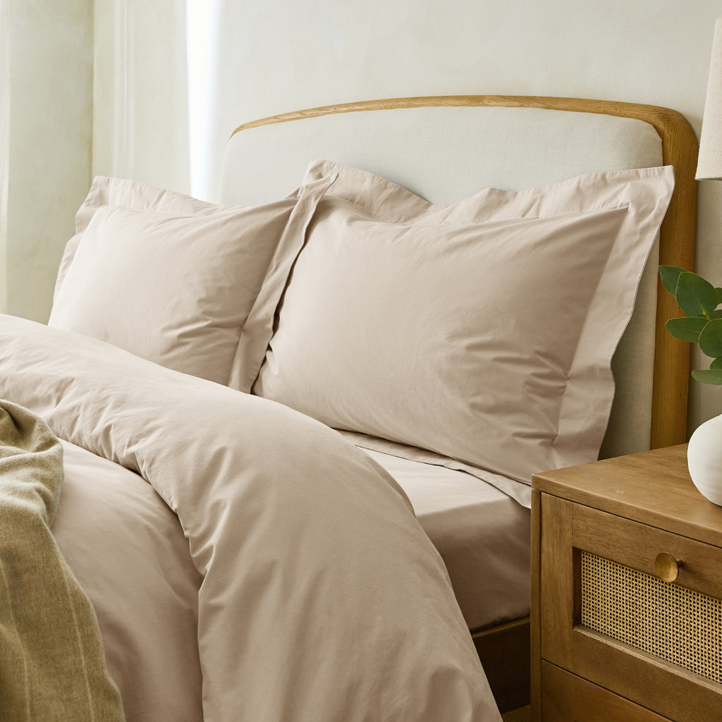 Stone 300 Thread Count Oxford Pillowcase Pair with Tie Hem