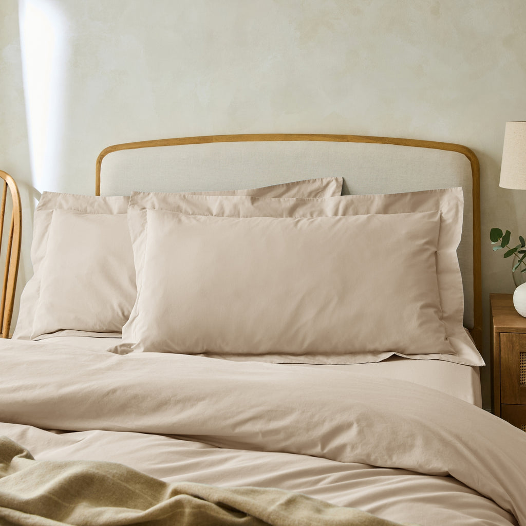 Stone 300 Thread Count Superking Oxford Pillowcase Pair with Tie Hem