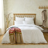 White 400 Thread Count Piped Edge Square Pillowcase Pair with Grey Trim