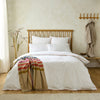 White 400 Thread Count Piped Edge Square Pillowcase Pair with Salmon Pink Trim
