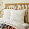 White 400 Thread Count Piped Edge Square Pillowcase Pair with Salmon Pink Trim