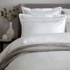 White 800 Thread Count Oxford Pillowcase Pair with Flax Single Row Cord Embroidery