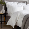 White 800 Thread Count Duvet Cover with Ice Grey Single Row Cord Embroidery