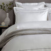 White 800 Thread Count Duvet Cover with Ice Grey Single Row Cord Embroidery