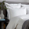 White 800 Thread Count Oxford Pillowcase Pair with Ice Grey Single Row Cord Embroidery