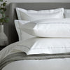 White 800 Thread Count Oxford Pillowcase Pair with Ice Grey Single Row Cord Embroidery