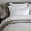 White 800 Thread Count Oxford Pillowcase Pair with Ice Grey Single Row Cord Embroidery