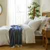 White Linen Cotton Blend Superking Oxford Pillowcase Pair with Charcoal Grey Pinstripe