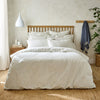 White Linen Cotton Blend Square Pillowcase Pair with Charcoal Grey Pinstripe