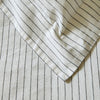 White Linen Cotton Blend Square Pillowcase Pair with Charcoal Grey Pinstripe