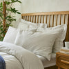 White Linen Cotton Blend Superking Pillowcase Pair with Charcoal Grey Pinstripe