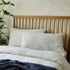 White Linen Cotton Blend Superking Pillowcase Pair with Charcoal Grey Pinstripe