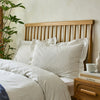 White Linen Cotton Blend Superking Oxford Pillowcase Pair with Charcoal Grey Pinstripe