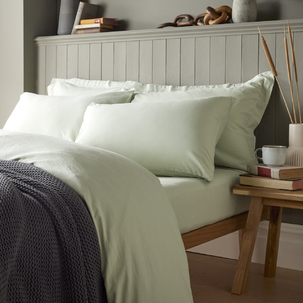 Duck Egg Linen Viscose Blend Standard Pillowcase Pair