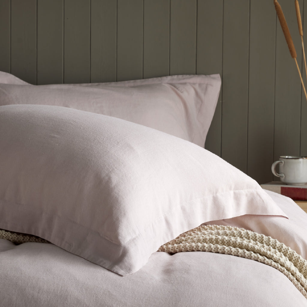 Rose Linen Viscose Blend Oxford Pillowcase Pair
