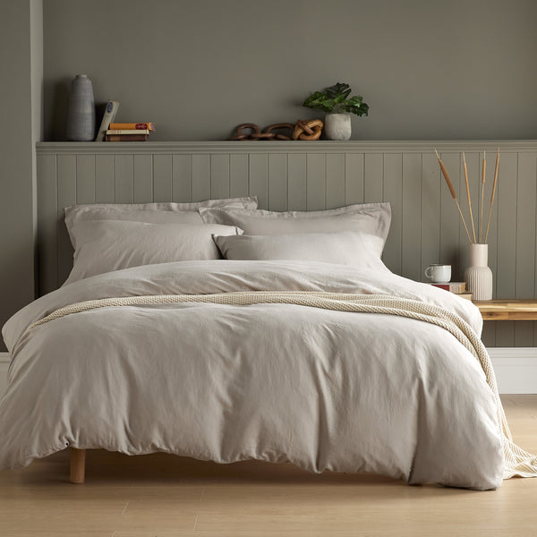 Stone Linen Viscose Blend Duvet Cover