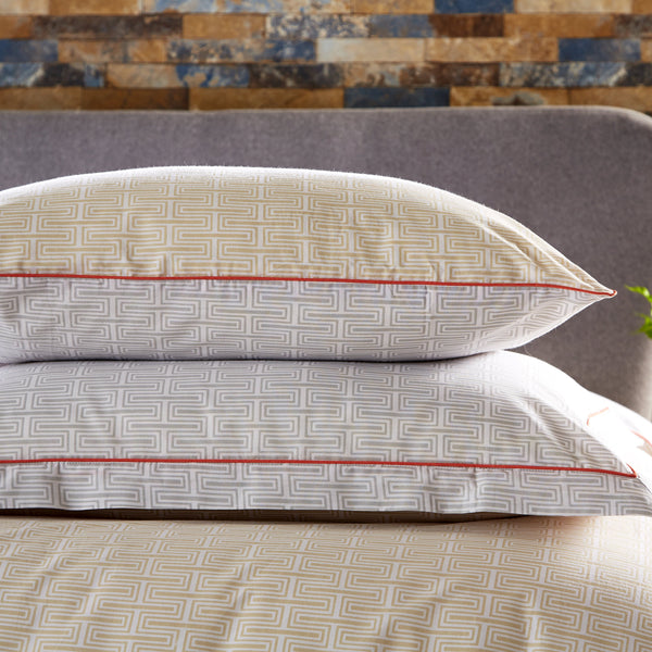 Home Modern Design Milo Contrast Piping Duvet Set Parchment & Grey Bed & Bath Emporium Bed