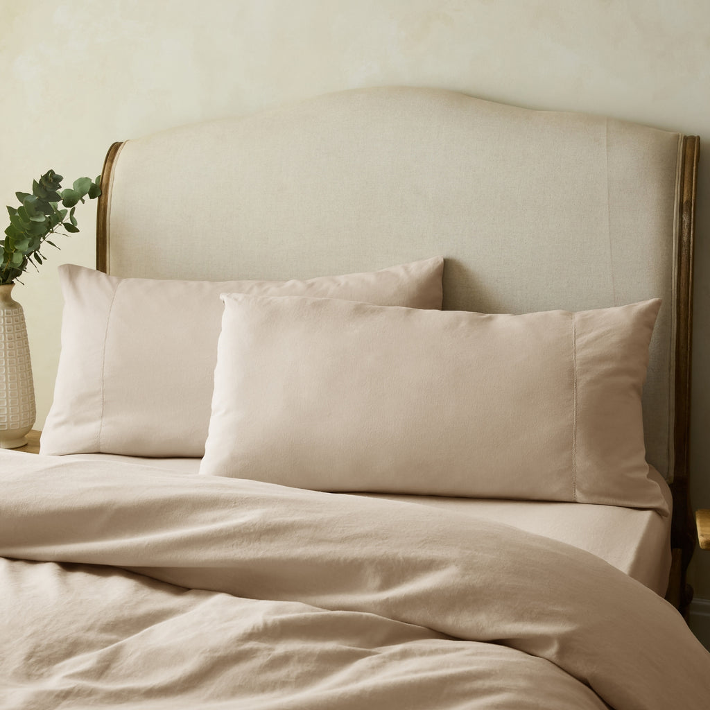 Stone Linen Cotton Blend Superking Pillowcase Pair