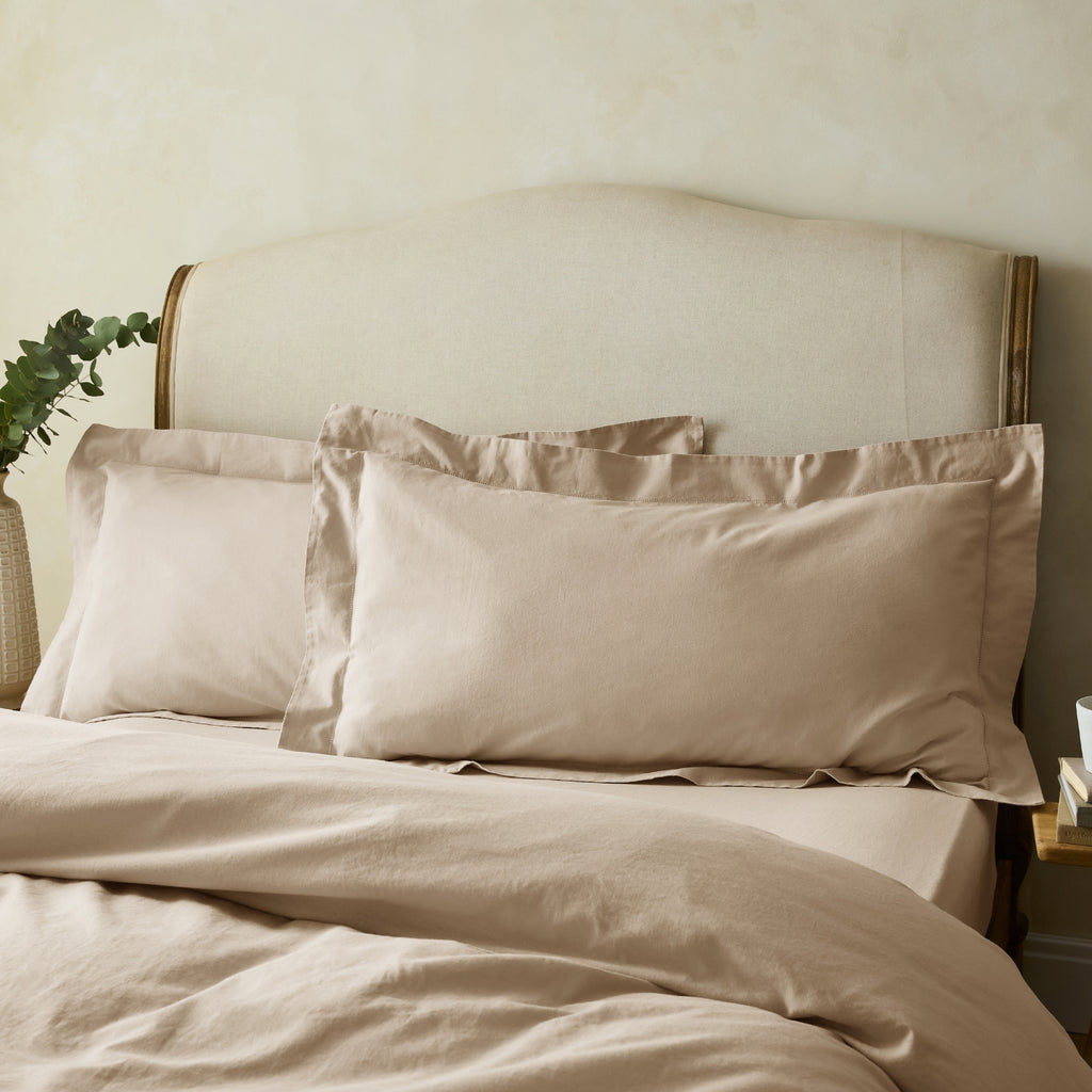 Stone Linen Cotton Blend Superking Oxford Pillowcase Pair