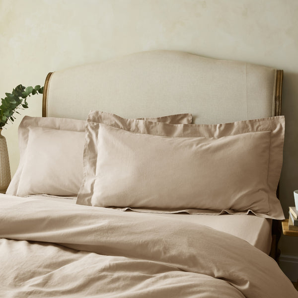 Stone Linen Cotton Blend Superking Oxford Pillowcase Pair