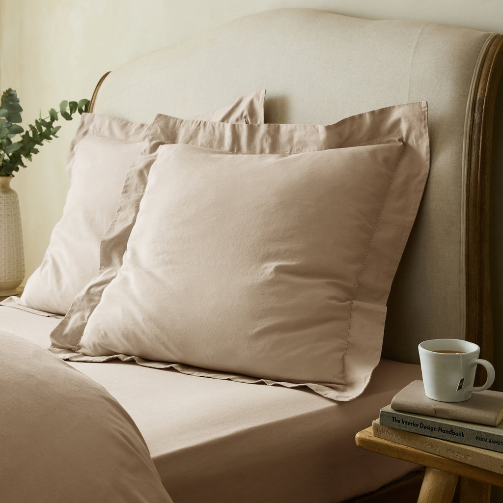 Stone Linen Cotton Blend Square Pillowcase Pair