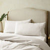 White Linen Cotton Blend Standard Pillowcase Pair