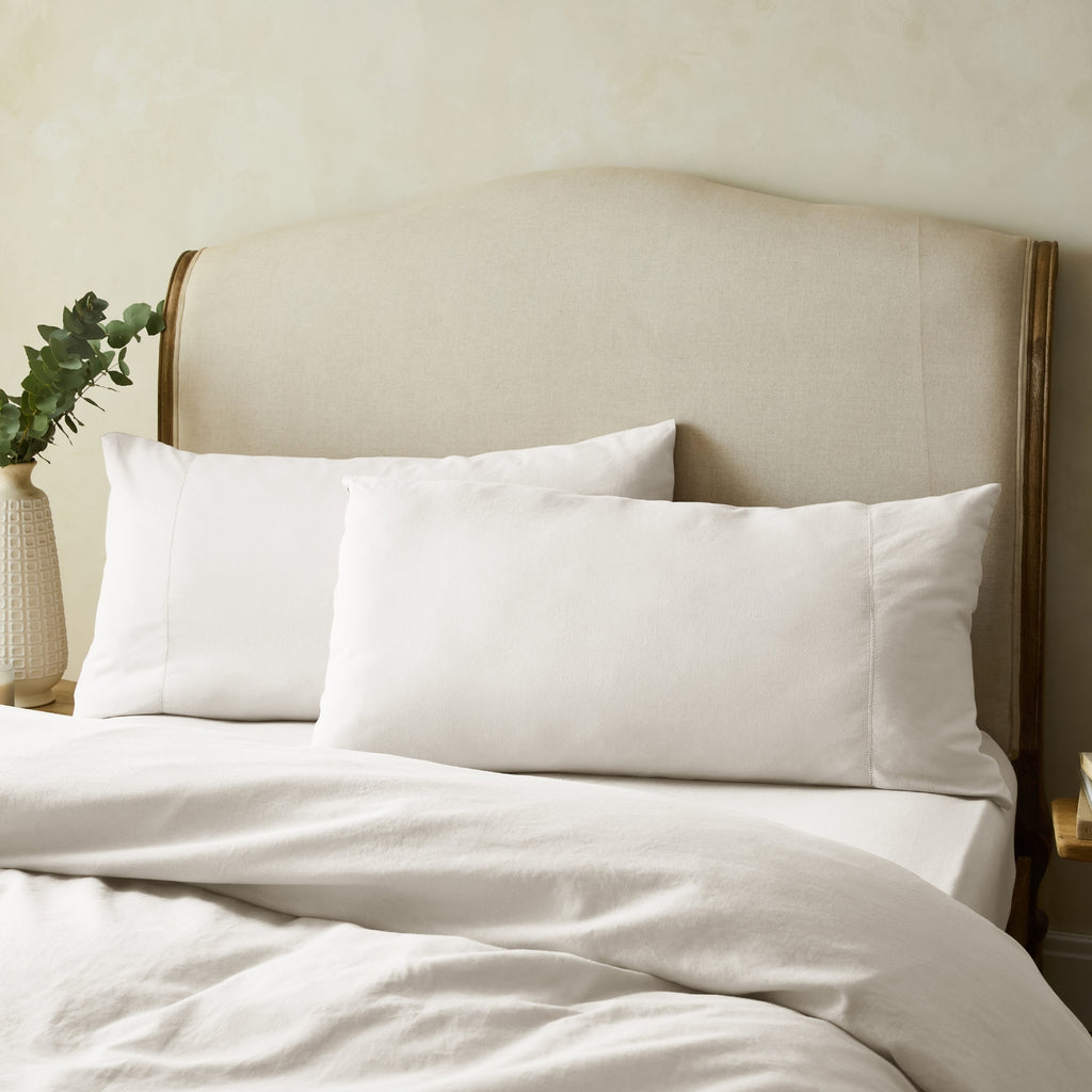 White Linen Cotton Blend Superking Pillowcase Pair