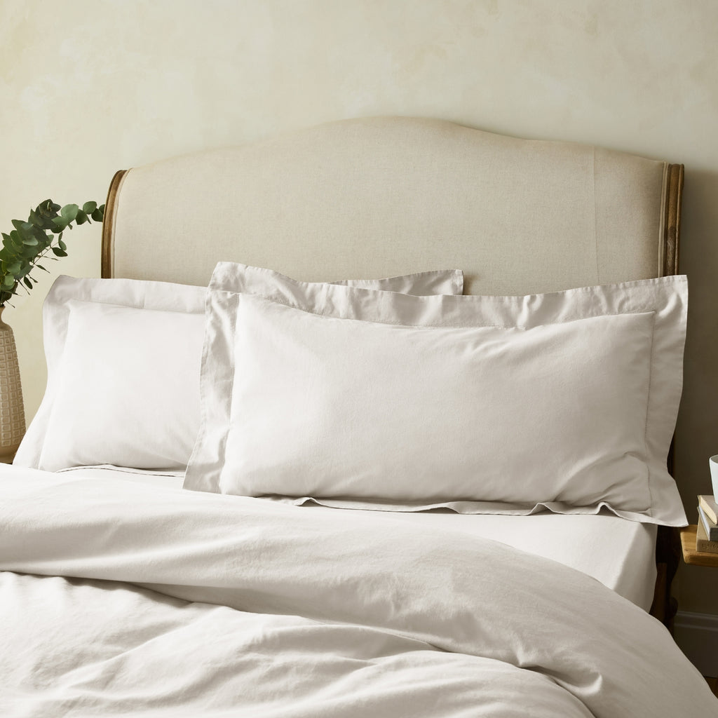 White Linen Cotton Blend Superking Oxford Pillowcase Pair