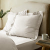 White Linen Cotton Blend Square Pillowcase Pair