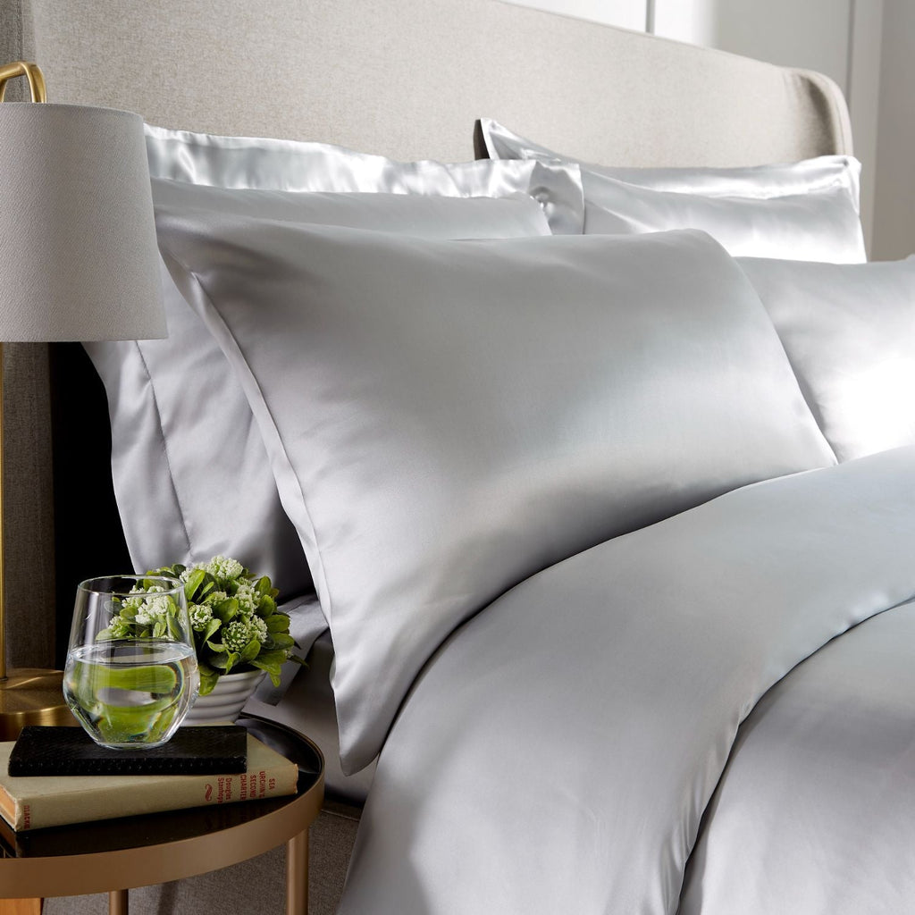 Grey Private Collection 100% Silk Luxuriously Smooth Standard Pillowcase Pair
