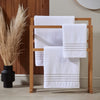 White Classically Elegant Towel with Grey Four Row Cord