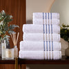 White Classically Elegant Towel with Grey Four Row Cord
