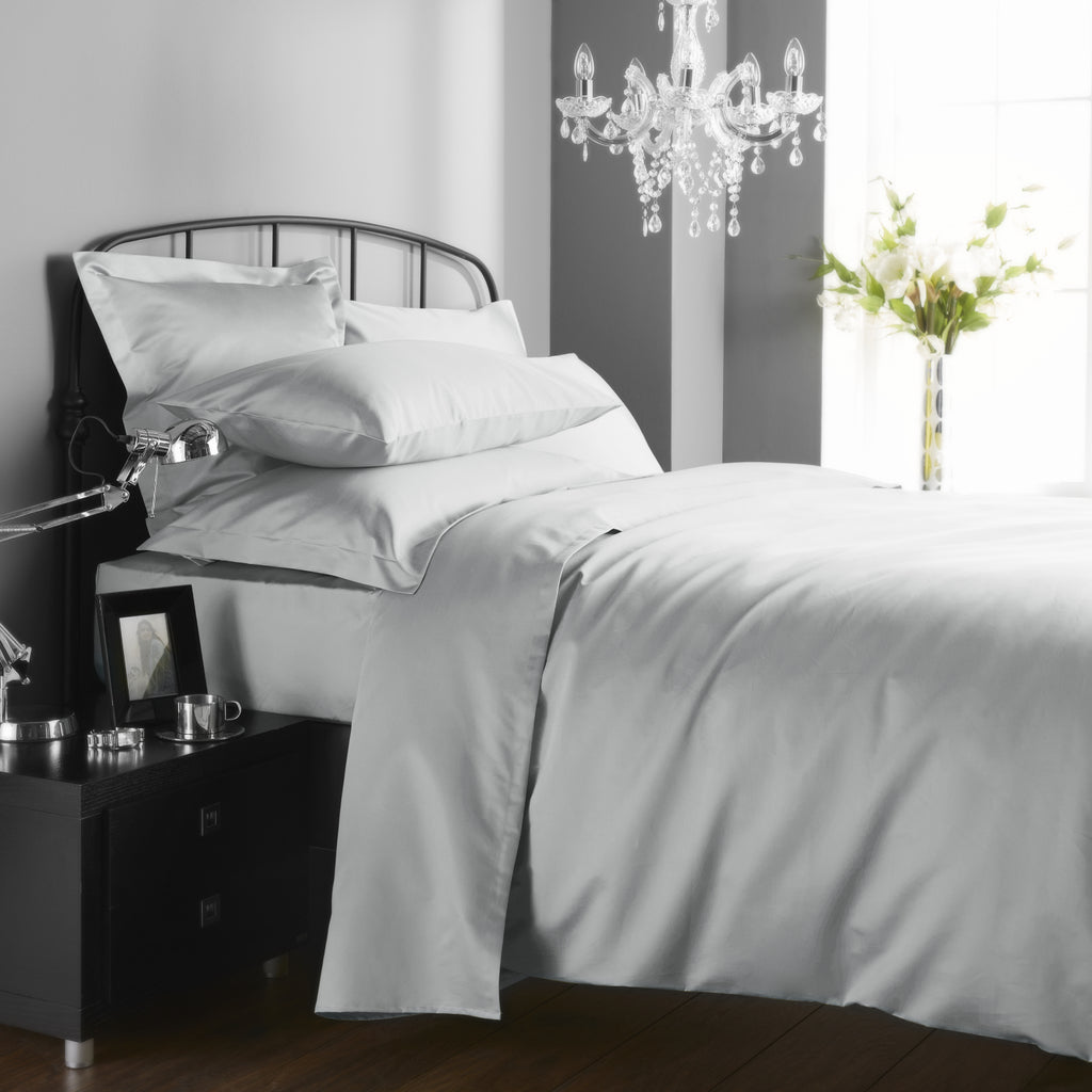 1000 Thread Count Luxurious Flat Sheet Ice Grey Bed & Bath Emporium