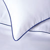 White 400 Thread Count Piped Edge Duvet Set with Navy Trim