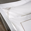 White 600 Thread Count Embroidered Oxford Pillowcase with Grey Motif Corner x1