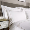 White 600 Thread Count Embroidered Oxford Pillowcase with Grey Motif Corner x1