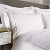 White 600 Thread Count Standard Pillowcase Pair with Grey Embroidery