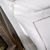 White 600 Thread Count Standard Pillowcase Pair with Grey Embroidery
