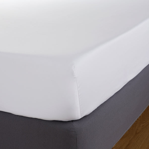 White 600 Thread Count Sateen Soft Fitted Sheet