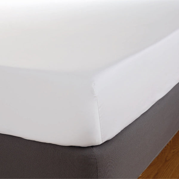 White 600 Thread Count Sateen Soft Fitted Sheet