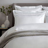 White 800 Thread Count Oxford Pillowcase Pair with Duck Egg Single Row Cord Embroidery