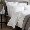 White 800 Thread Count Duvet Cover with Flax Single Row Cord Embroidery