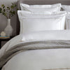 White 800 Thread Count Duvet Cover with Flax Single Row Cord Embroidery