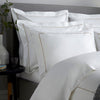 White 800 Thread Count Standard Pillowcase Pair with Flax Single Row Cord Embroidery