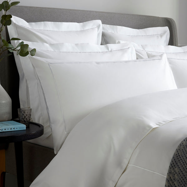 White 800 Thread Count Superking Pillowcase with White Single Row Cord Embroidery x1