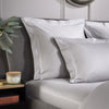 Ice Grey 800 Thread Count Square Pillowcase Pair with White Triple Row Cord Embroidery