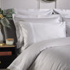 Ice Grey 800 Thread Count Square Pillowcase Pair with White Triple Row Cord Embroidery